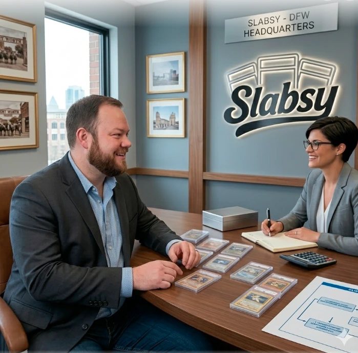 Slabsy president discussing advisory needs with a TCG business client