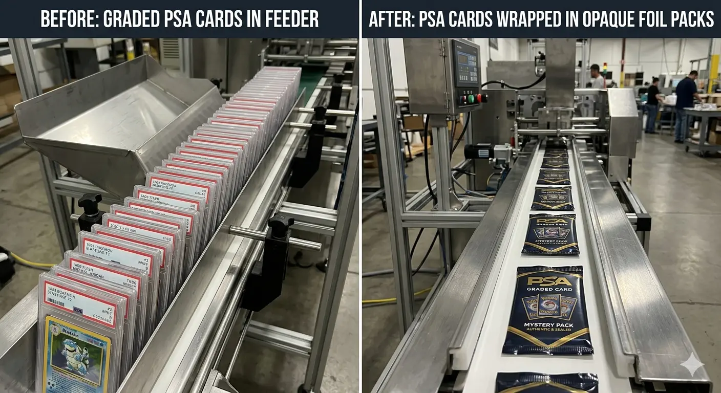 Before and after comparison of collectible products before wrapping and after production
