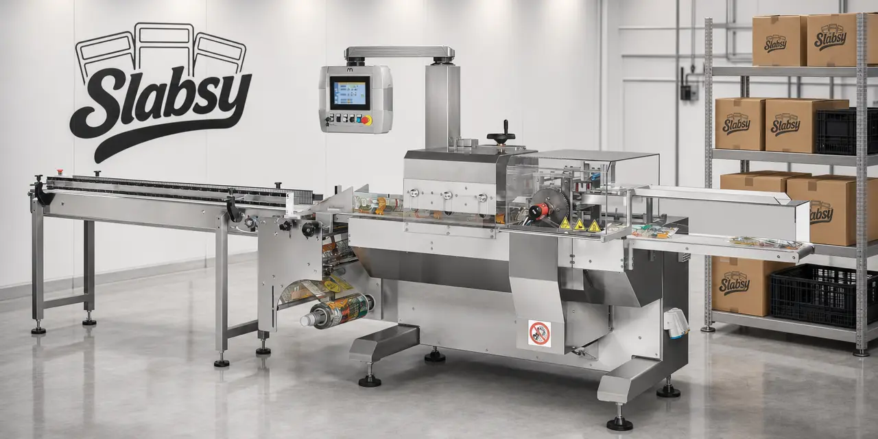 Flow wrap machine inside Slabsy's DFW production facility